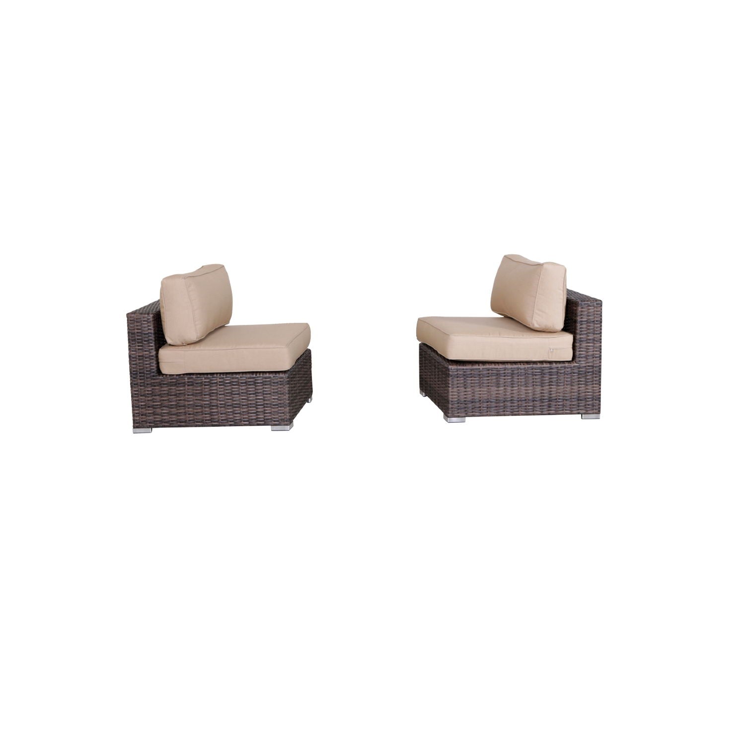 Wide Armless Outdoor Chairs With Cushions (Set of 2)