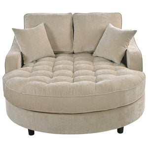 Modern Chaise Lounge Sofa Bed Upholstered Sofa Couch With Tufted Seat And Detachable Pillows For Living Room - Champagne