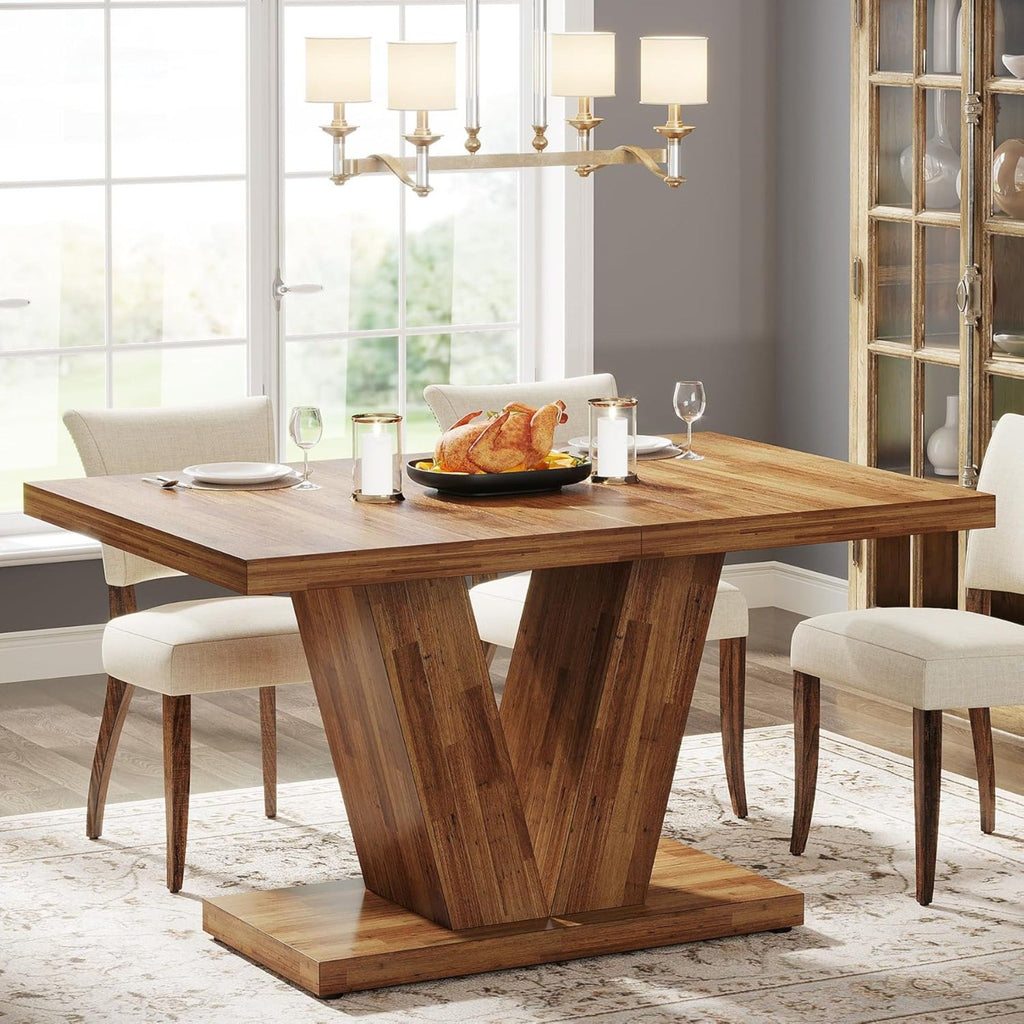 Dining Table With Pedestal Base For 4 - 6 People