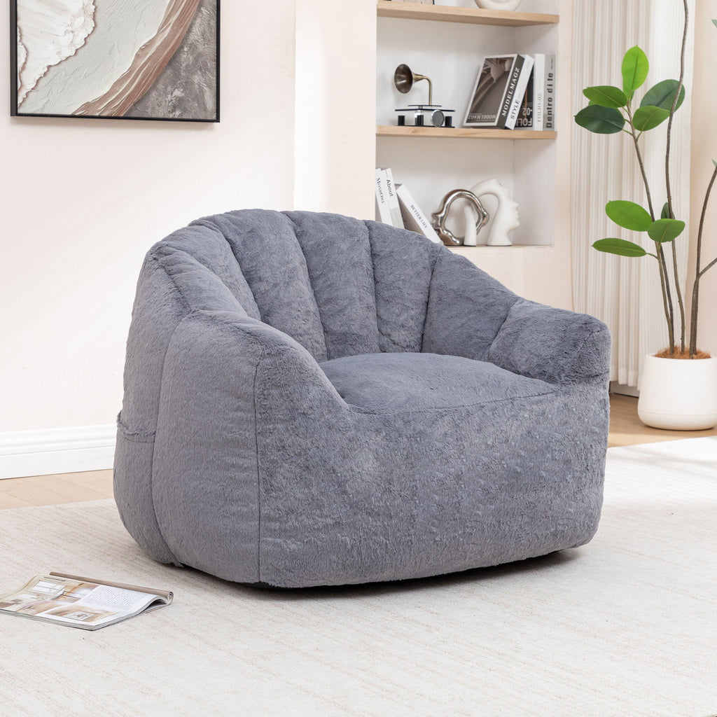 Beanbag Chair, Beanbag Sofa Chair With Armrests Stuffed High Density Foam