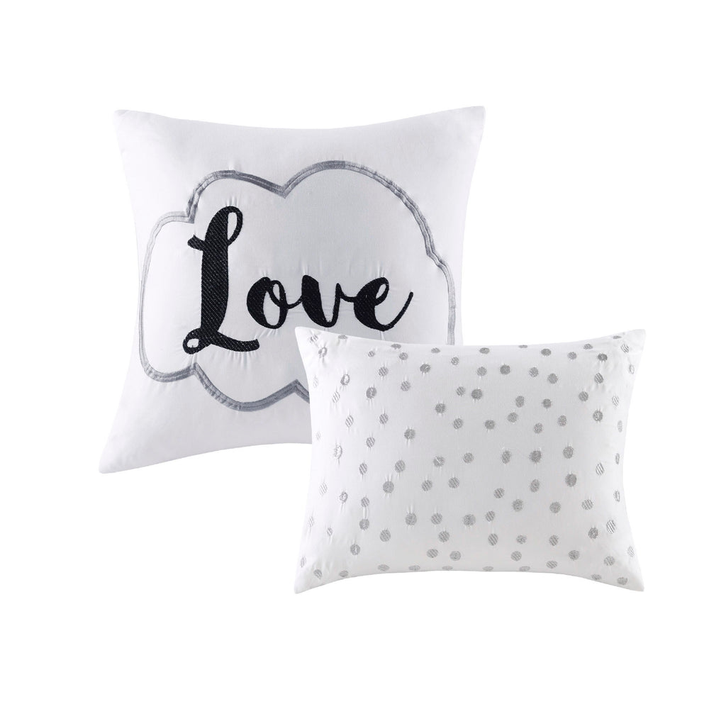 Raina - Brushed Microfiber Printed Comforter Set - Gray / Silver
