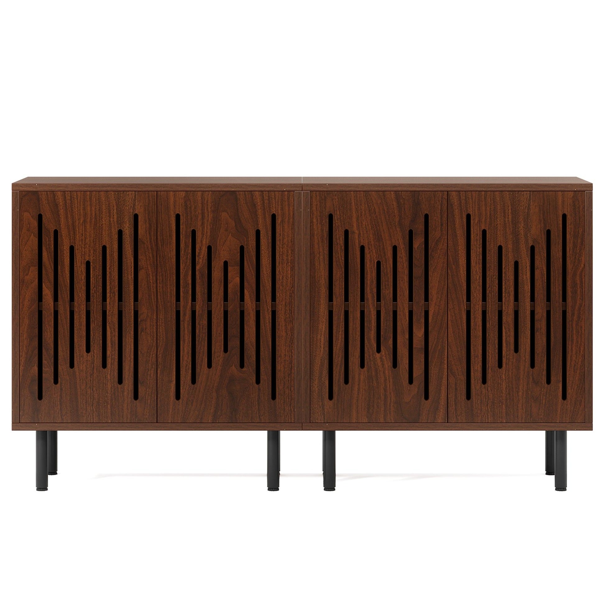 Buffet Sideboard Cabinets With Adjustable Shelves For Dining Room (Set of 2) - Dark Brown