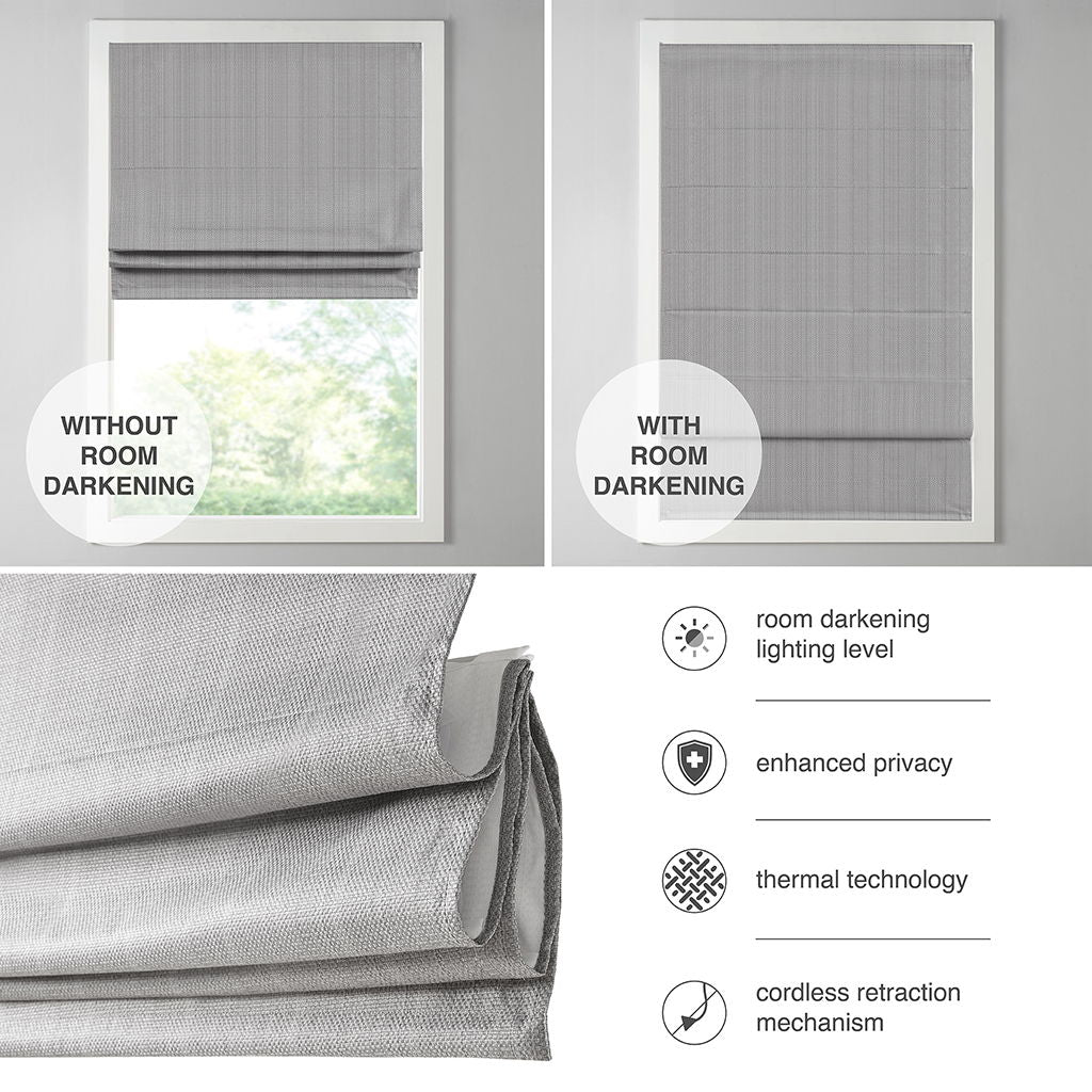 Galen - 27" Basketweave Room Darkening Cordless Roman Shade - Blue