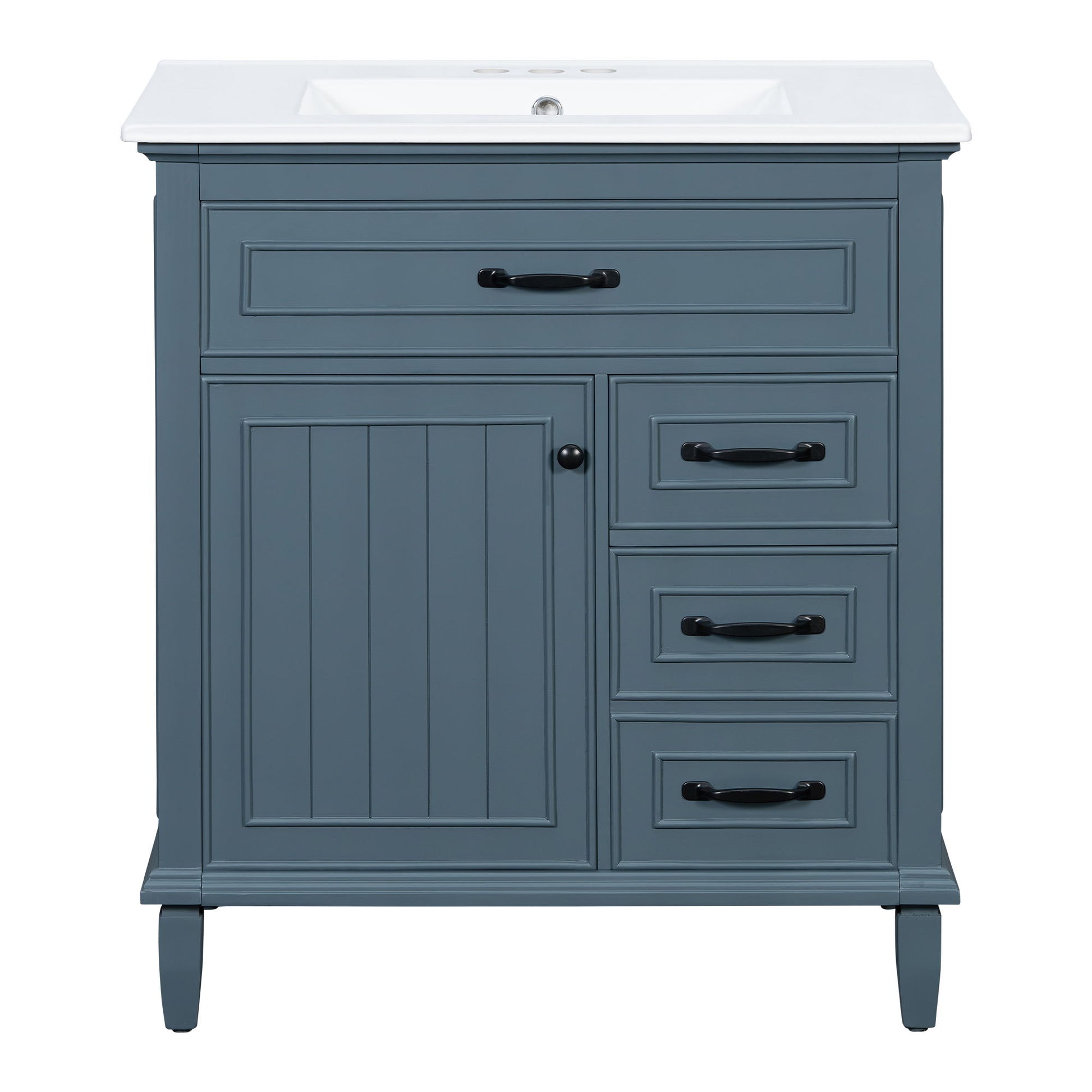 Bathroom Vanity With Sink Top, Flip Drawers, Adjustable Shelf