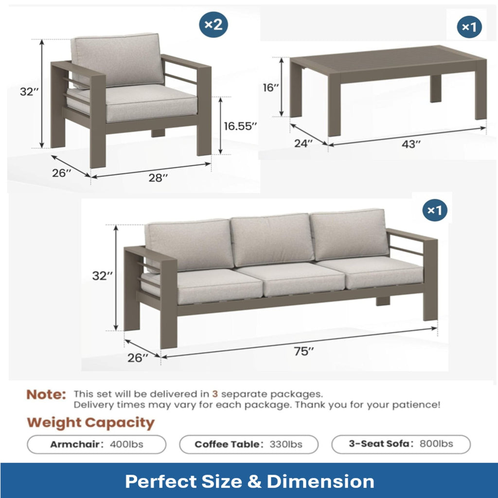 Outdoor Patio Set, All-Weather With Thick Cushions
