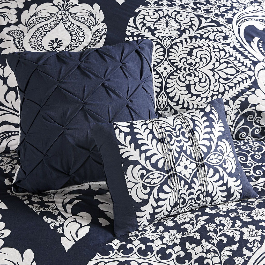 Vienna - California King 7 Piece Printed Comforter Set - Indigo