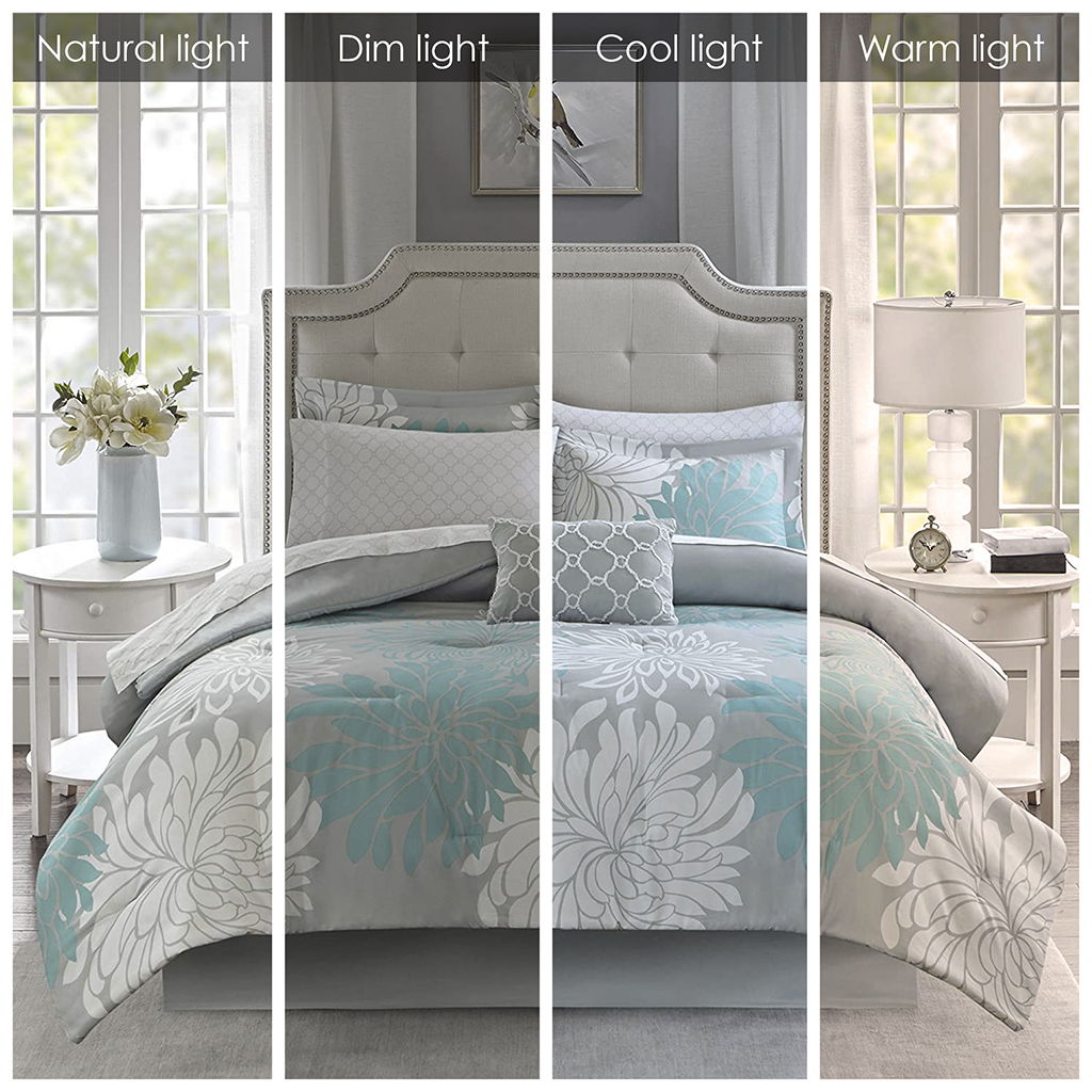 Maible - California King Complete Comforter And Sheet Set - Aqua