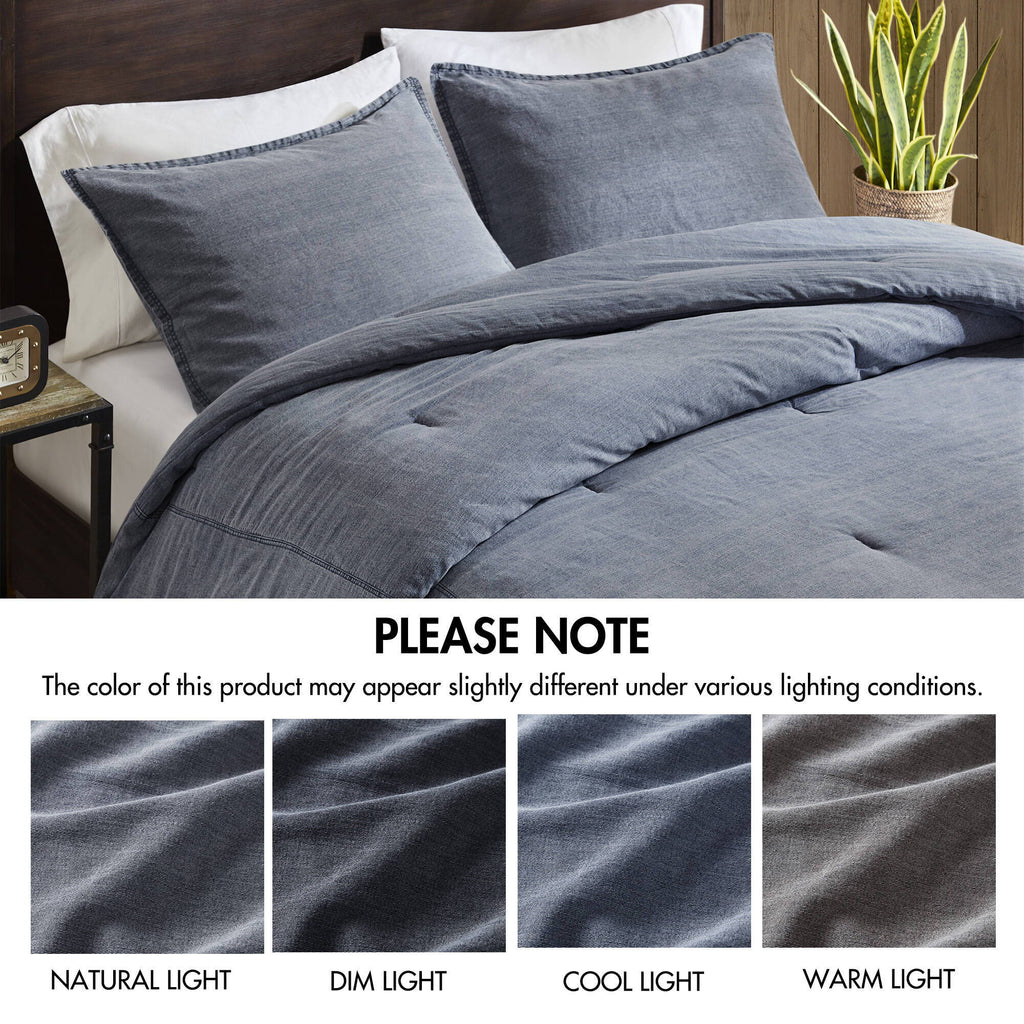 Mckenzie - 2 Piece Twin/Twin Long Twill Washed Comforter Set - Blue