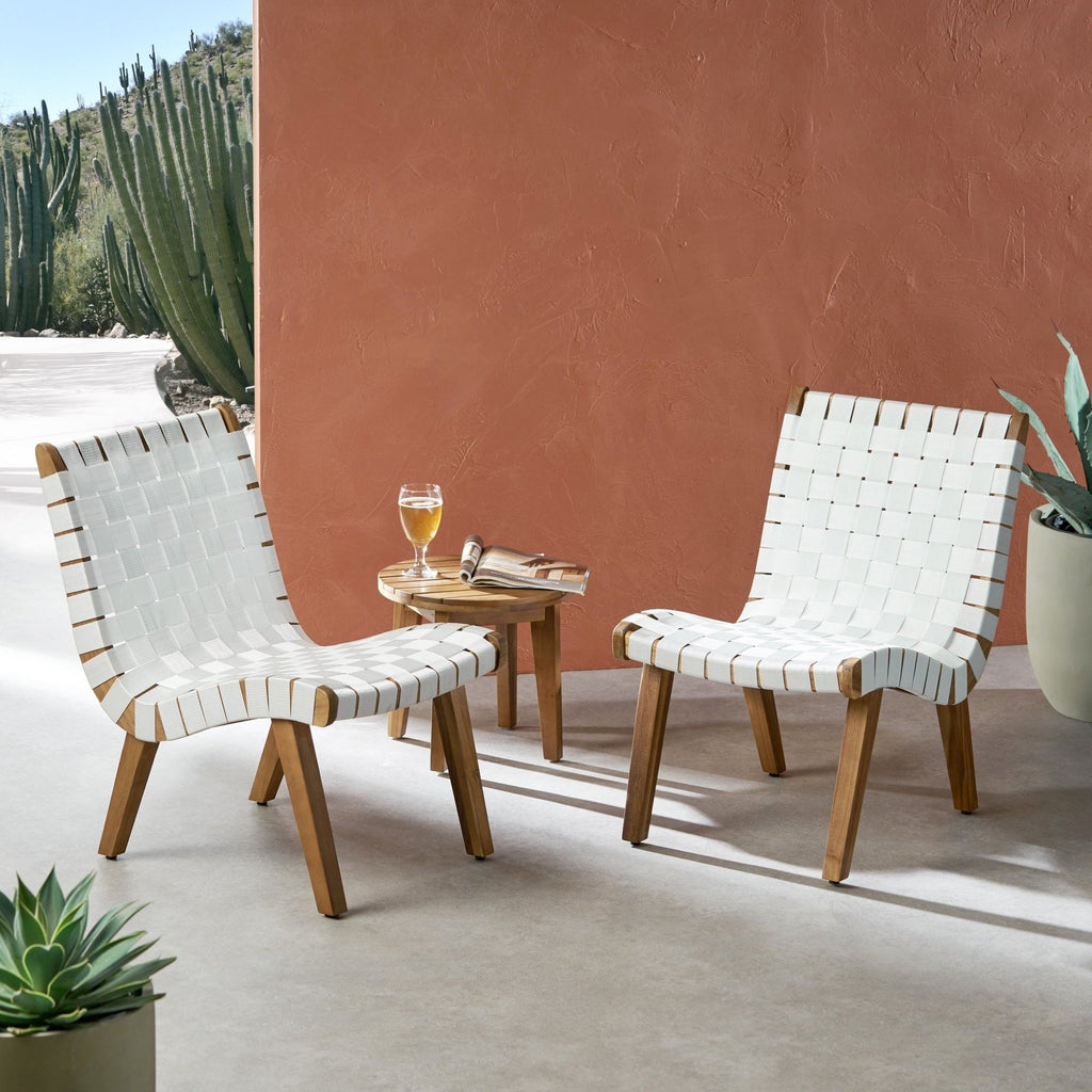 Outdoor 3 Piece Rope Weave Patio Seating Set