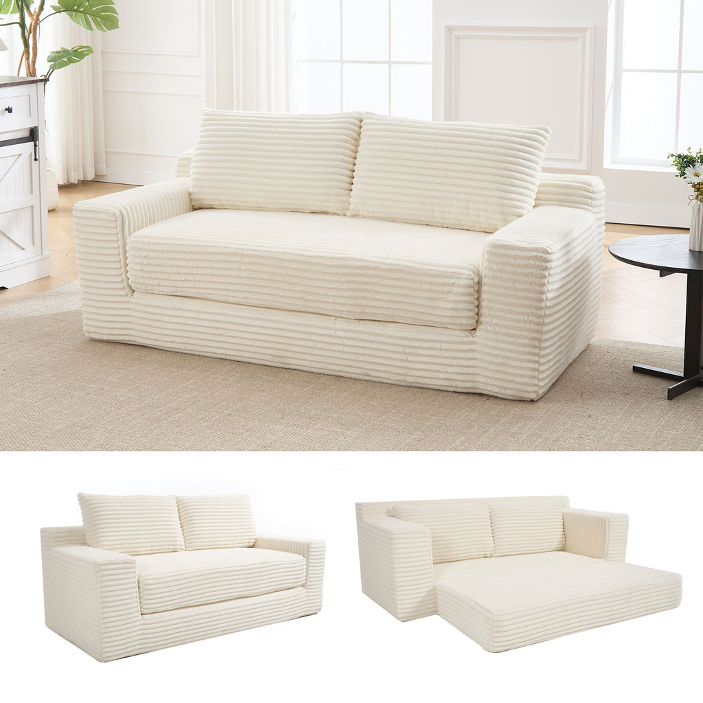 Convertible Loveseat Sofa Bed With Memory Foam & Steel Frame