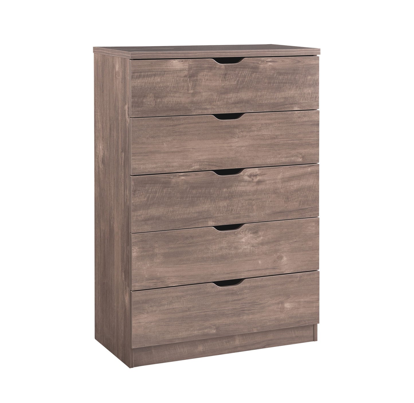 Modern Five Drawer Clothes And Storage Chest Cabinet With Cutout Handles