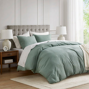 Mina - Twin/Twin XL Weave Textured Duvet Cover Set - Sage Green