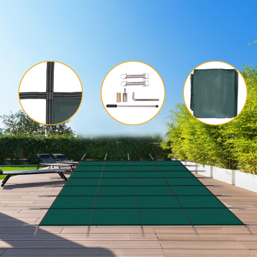 Inground Rectangle Winter Safety Pool Cover, Solid Safety