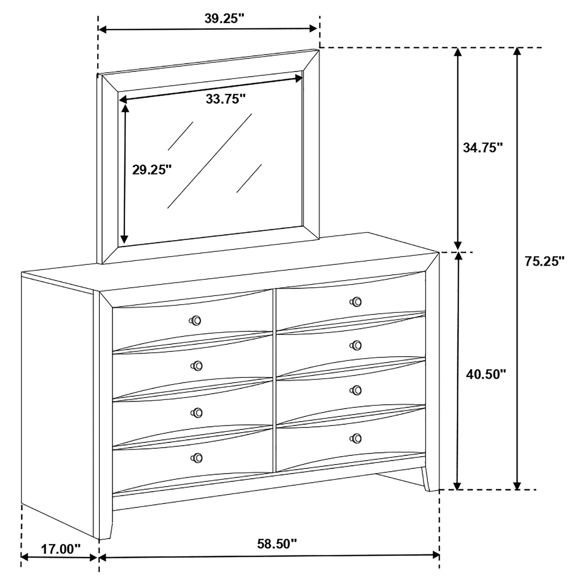 Palamino - 8 Drawer Dresser With Mirror - Black