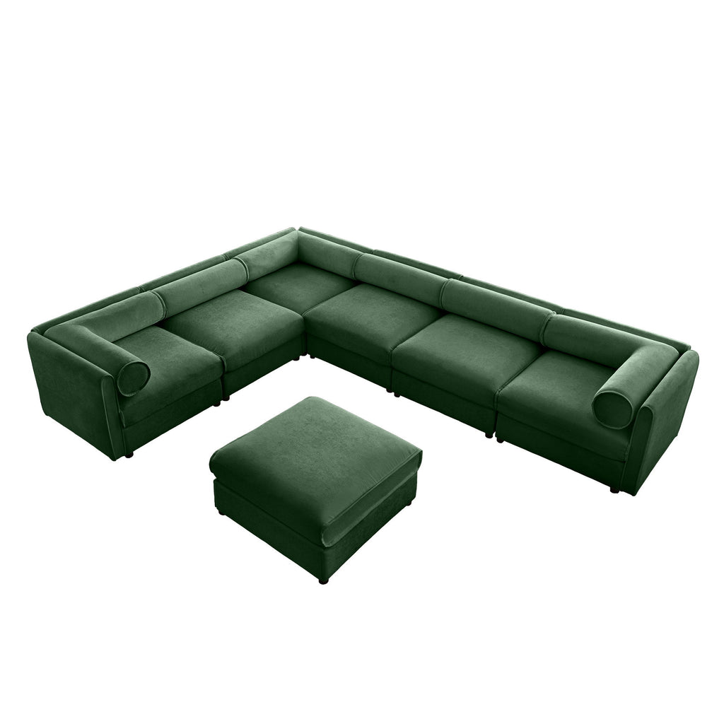 Contemporary Elegant White Chenille Sofa With Storage And Ottoman