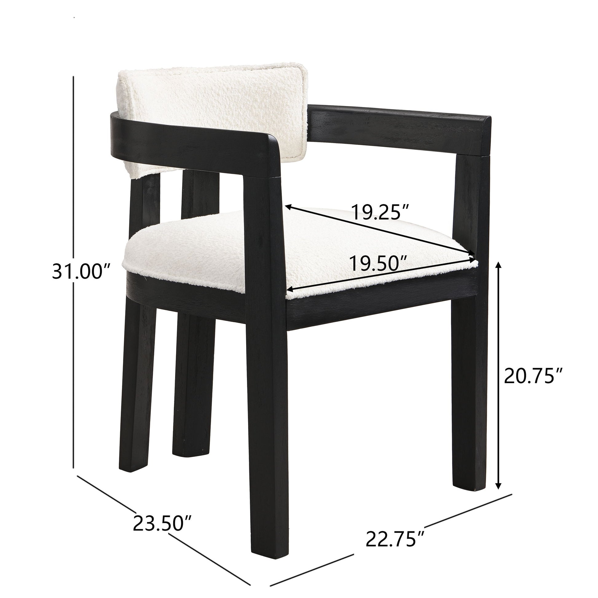 Modern Boucle Fabric Dining Chair With Armrest