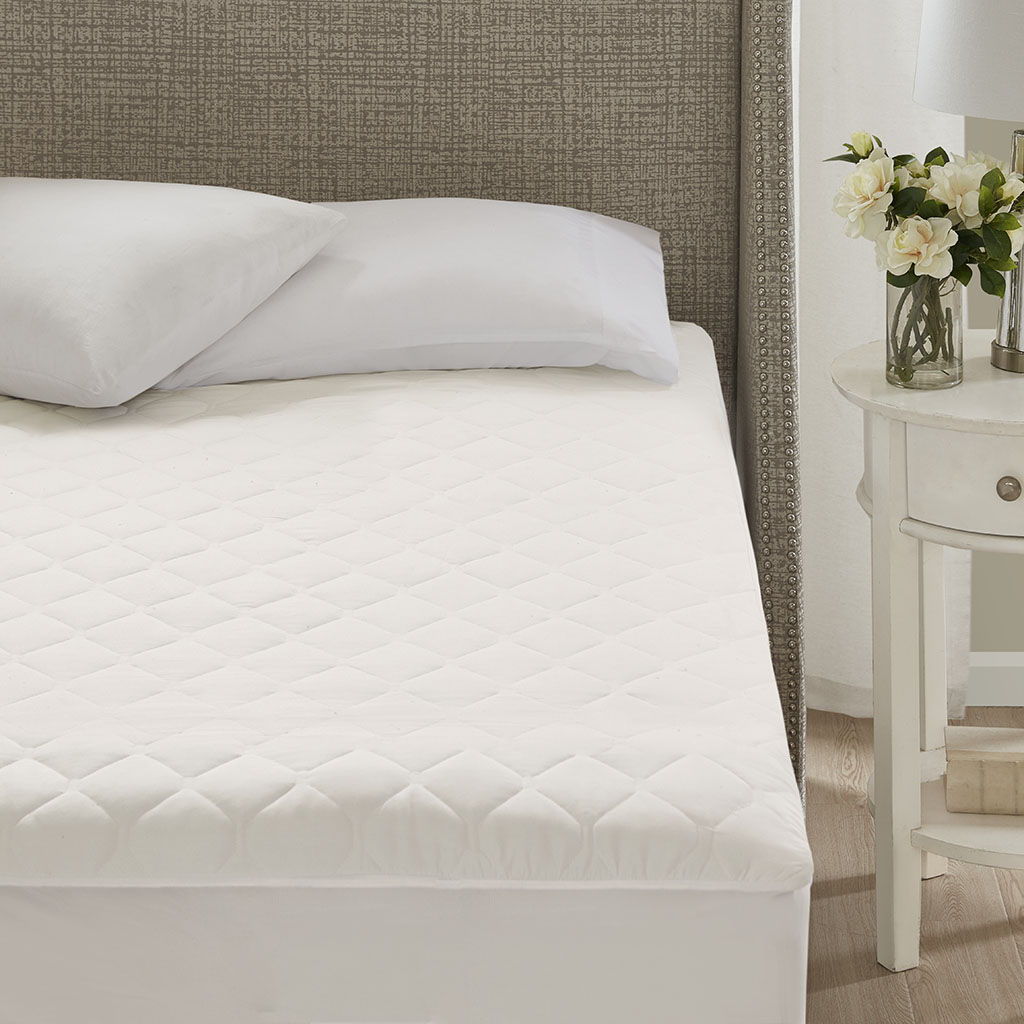 Cotton - Twin Cotton Deep Pocket Heated Mattress Pad-20 Heat Settings - White