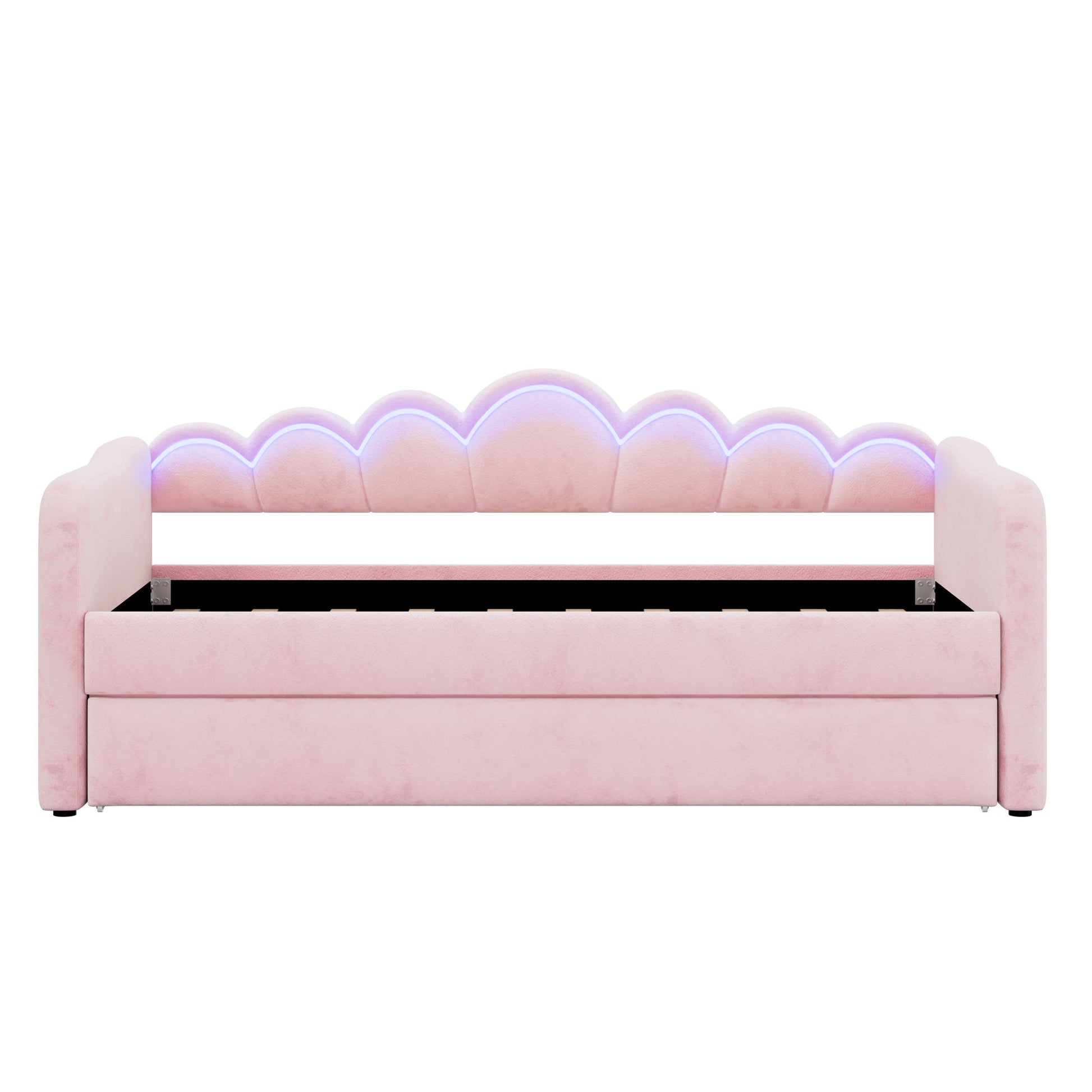 Upholstered Daybed With Adjustable LED Trundle