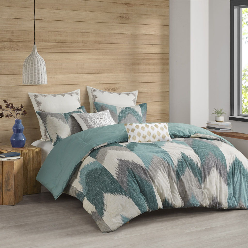 Alpine - King 3 Piece Comforter Mini Set - Aqua