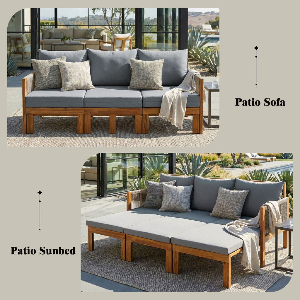 Outdoor 3 Seat Patio Sunbed