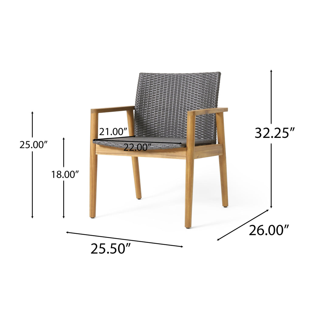 Tranquilize - Outdoor Wooden Club Chair With Woven Wicker Seat And Back (Set of 2) - Light Brown