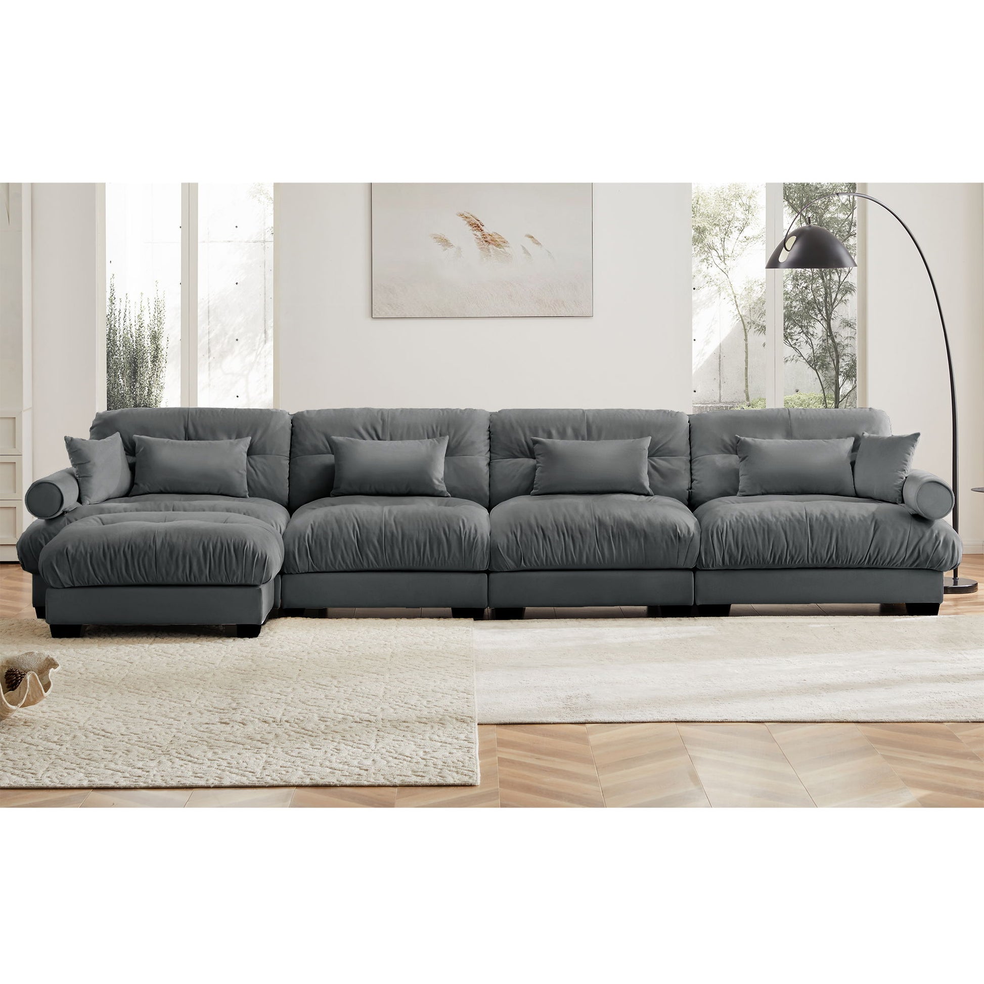 Super Comfort Oversized Modular Sectional Sofa With Movable Ottoman