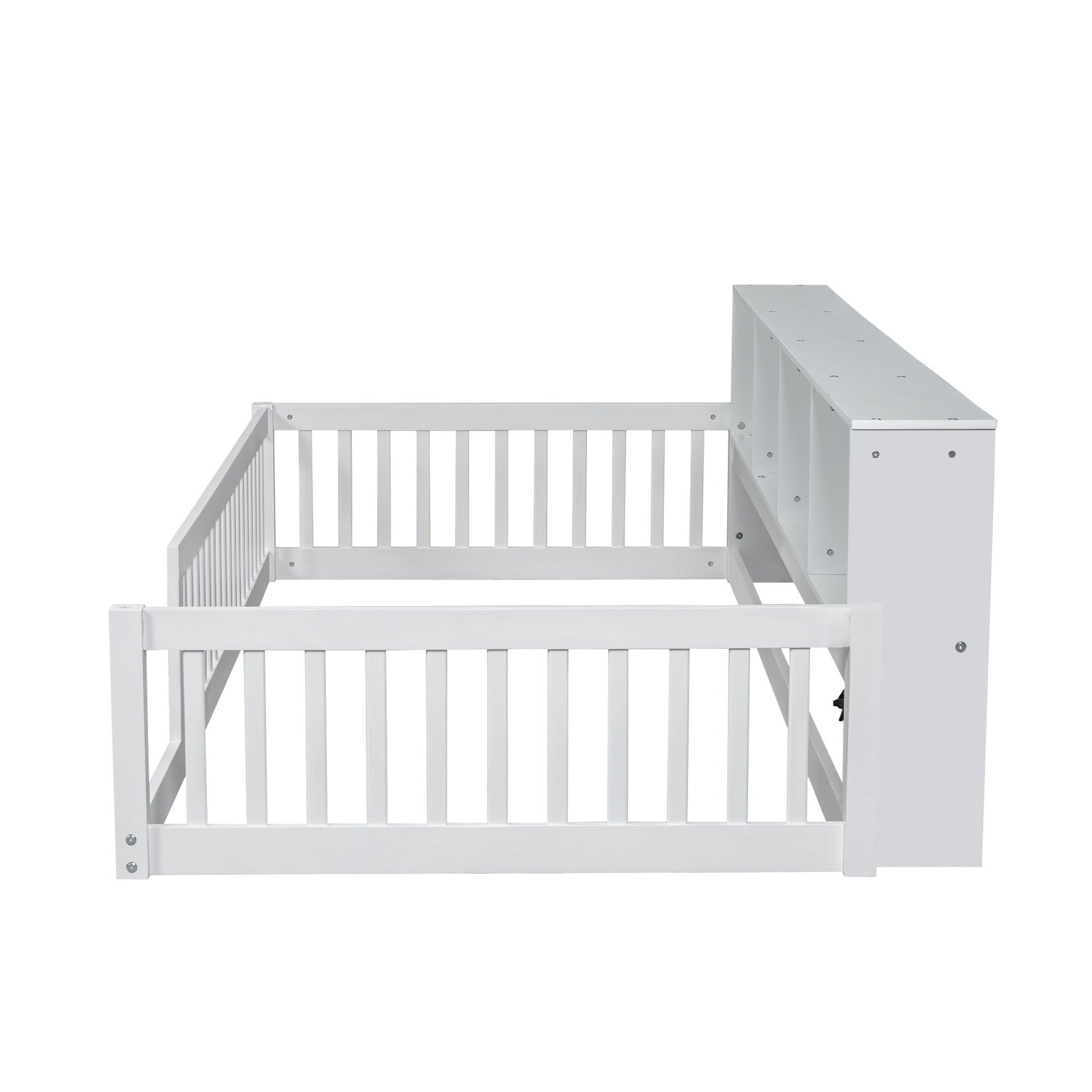 Floor Bed With Storage Cabinets And USB Ports