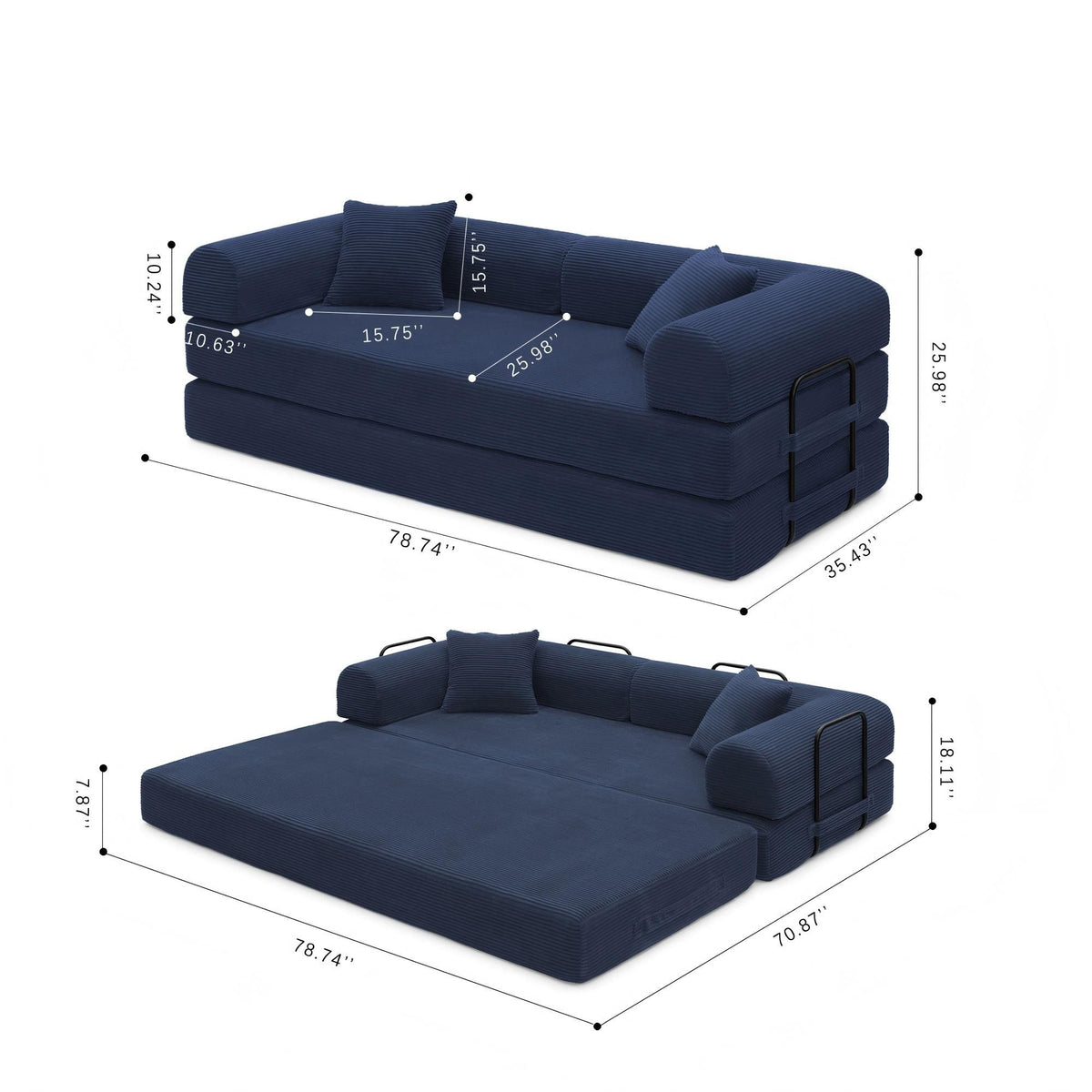 Convertible Foldable Floor Sofa Bed For Living Room