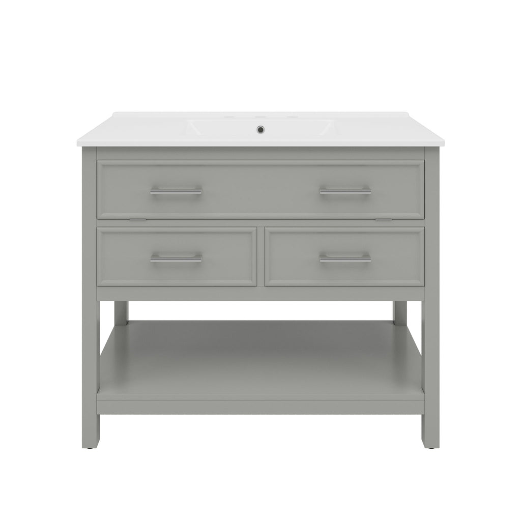 Bathroom Vanity With Ceramic Sink, Tip Out Tray & 2 Full Extension Drawers