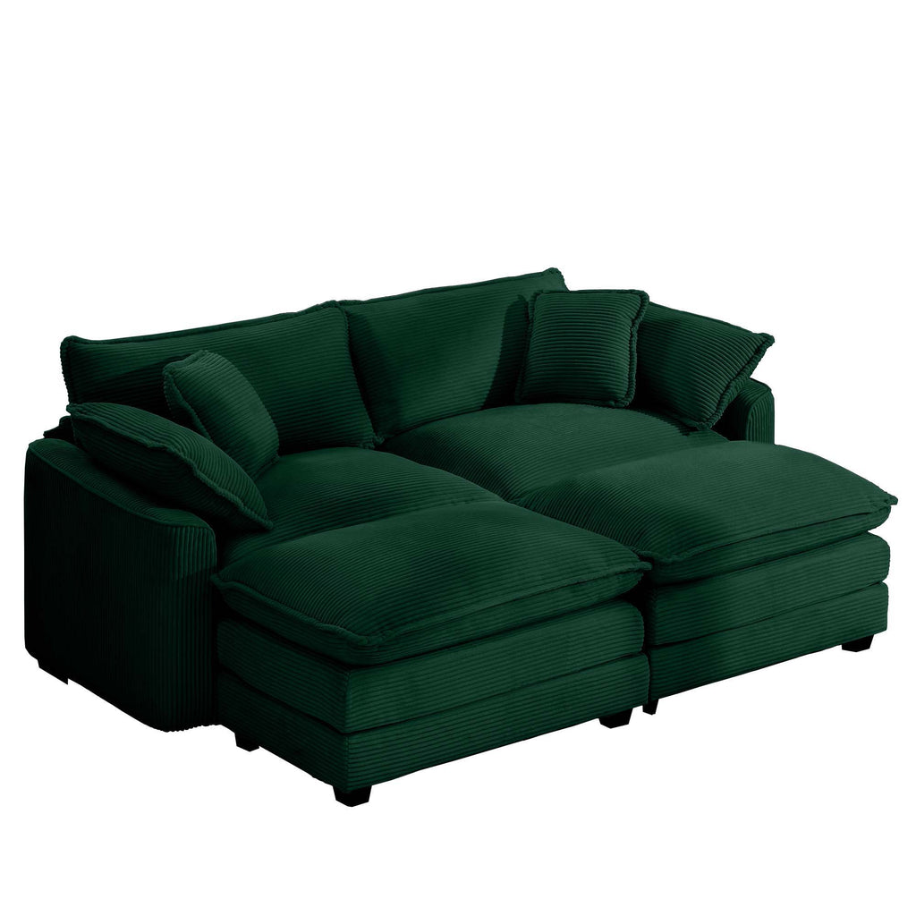 Modern Oversized Modular Cushion Sofa With Ottoman, Low Back, Deep Seating Sofa Set