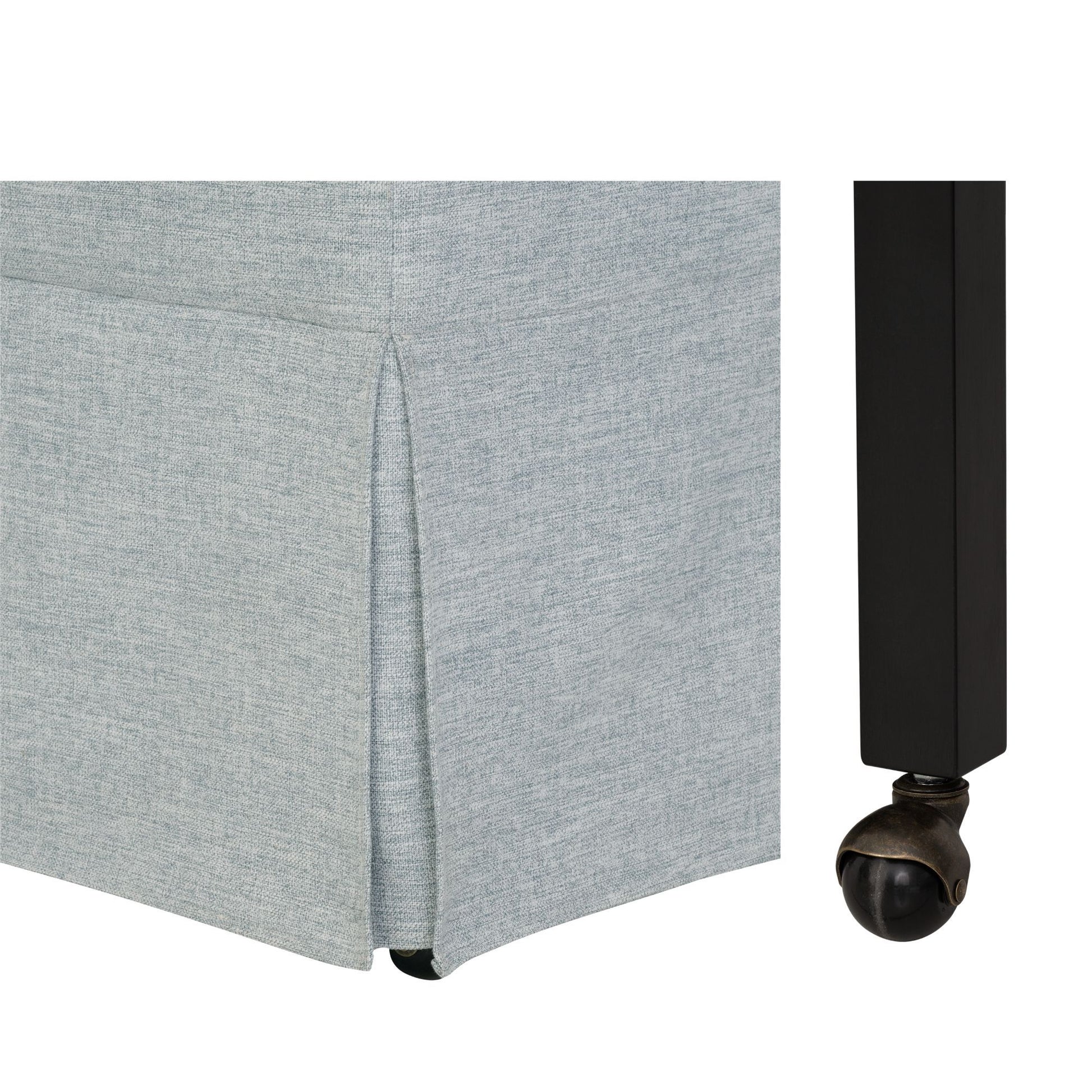 London - Upholstered Skirted Dining Arm Chair With Hidden Casters - Light Blue