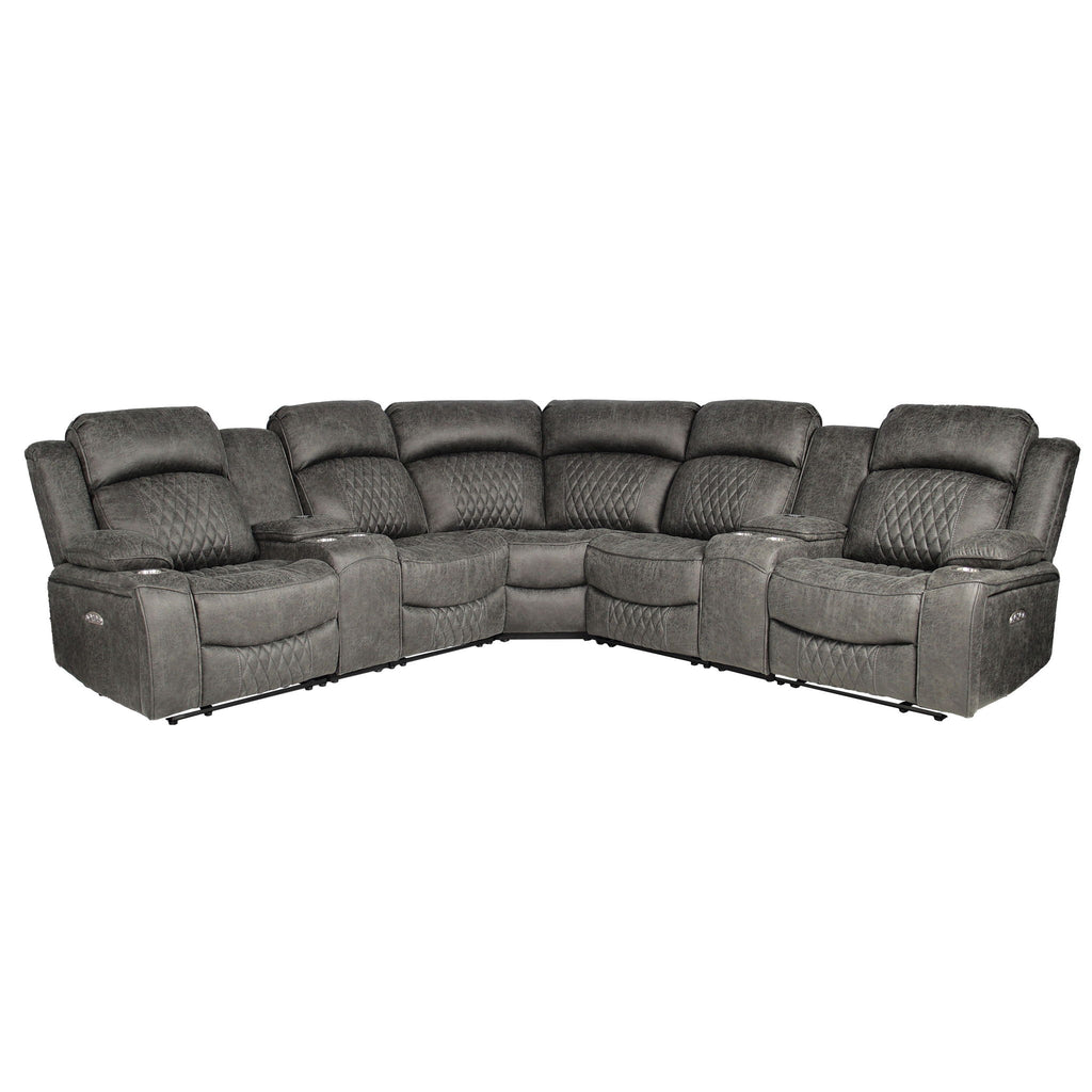 Power Motion Reclining Sectional Set With Console