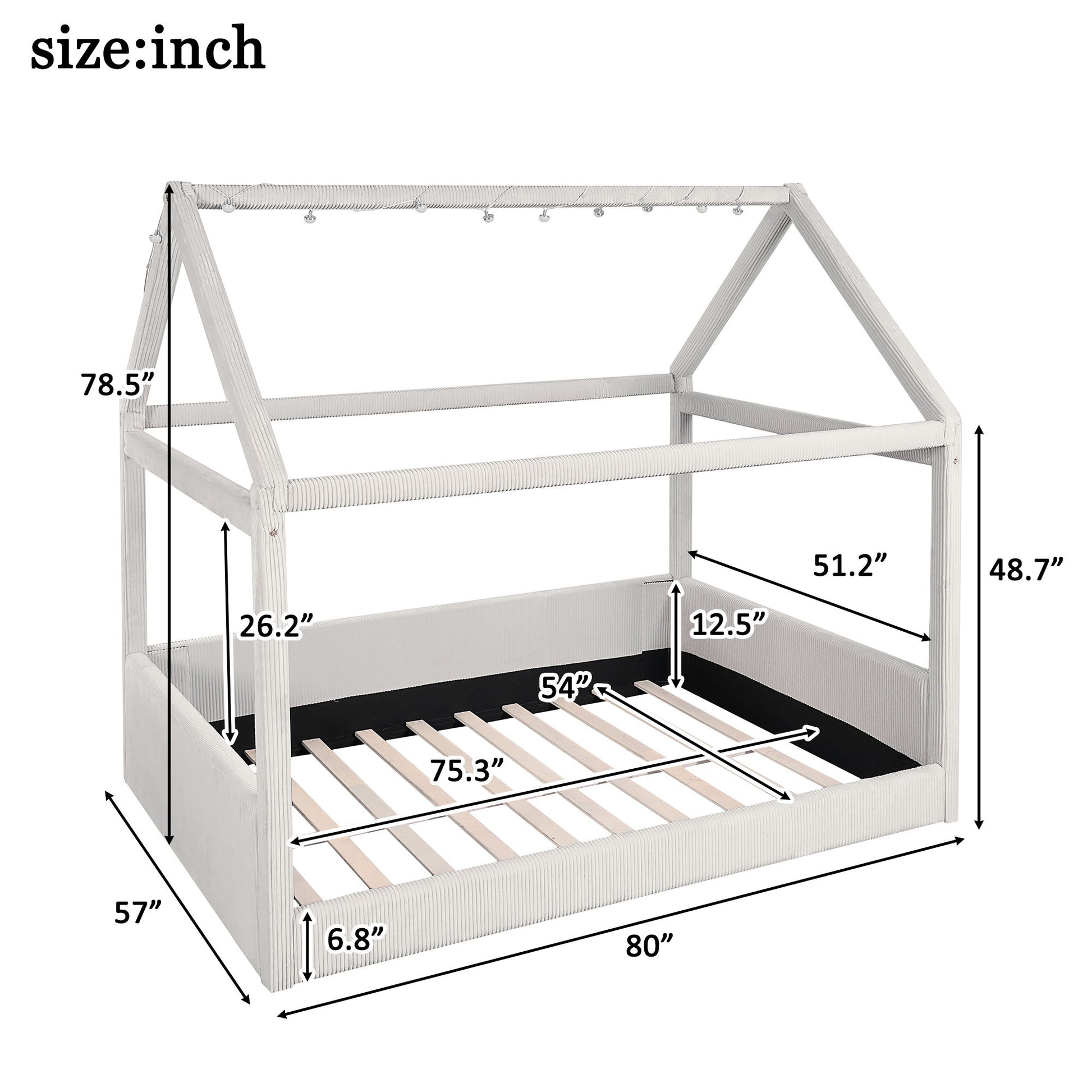 Upholstered House Style Daybed With LED Light Strips