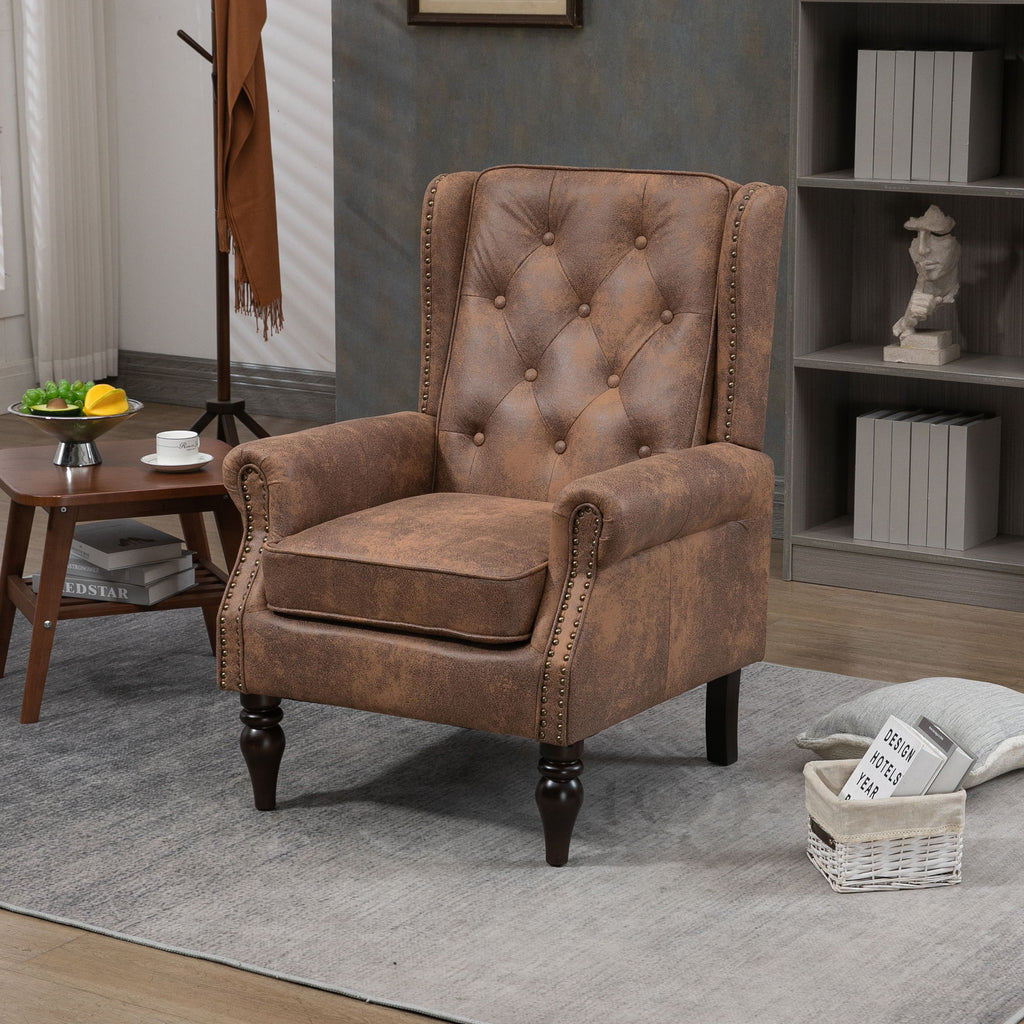 Modern Accent Armchair With Sturdy Wood Legs