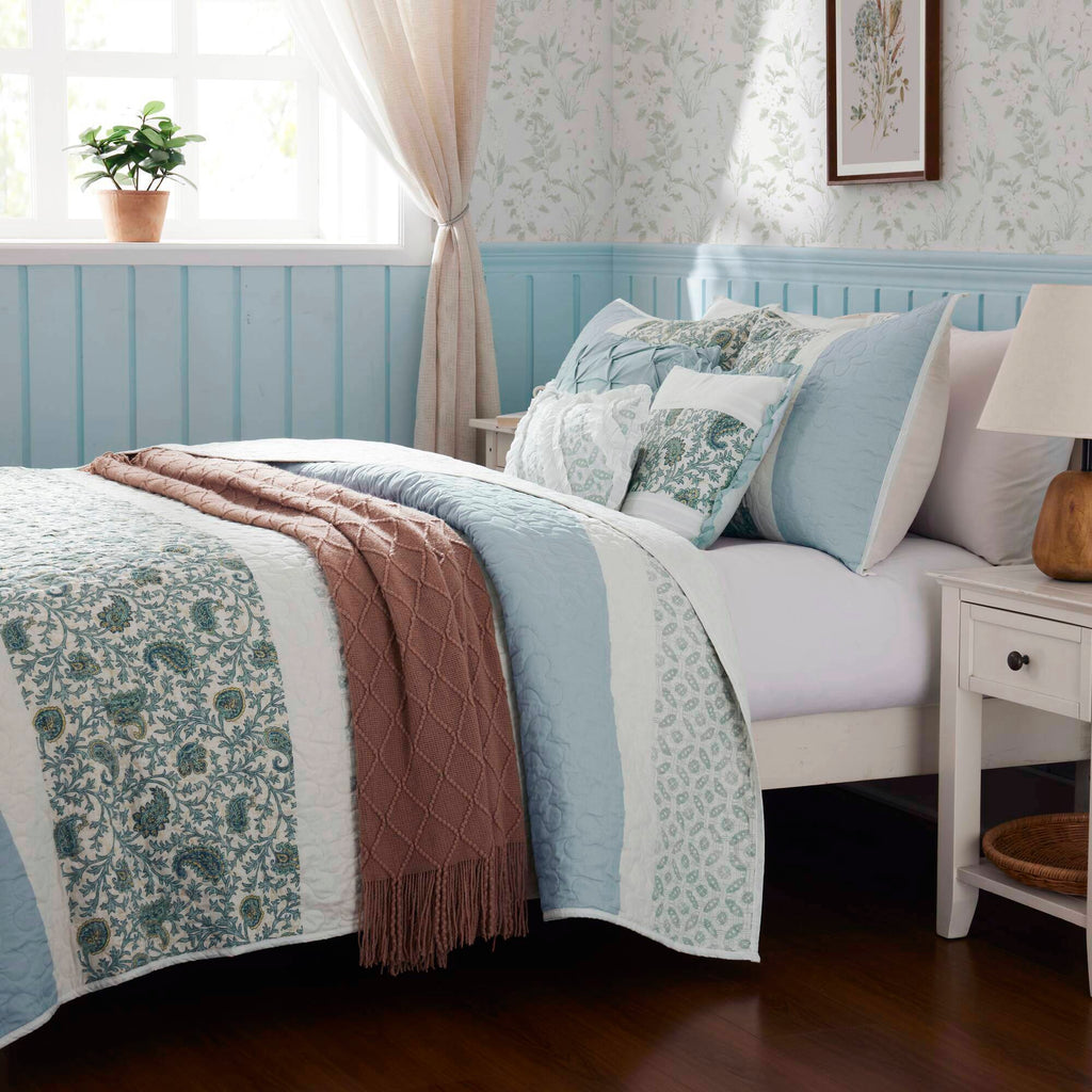 Dawn - 6 Piece Reversible Coverlet Set - Blue