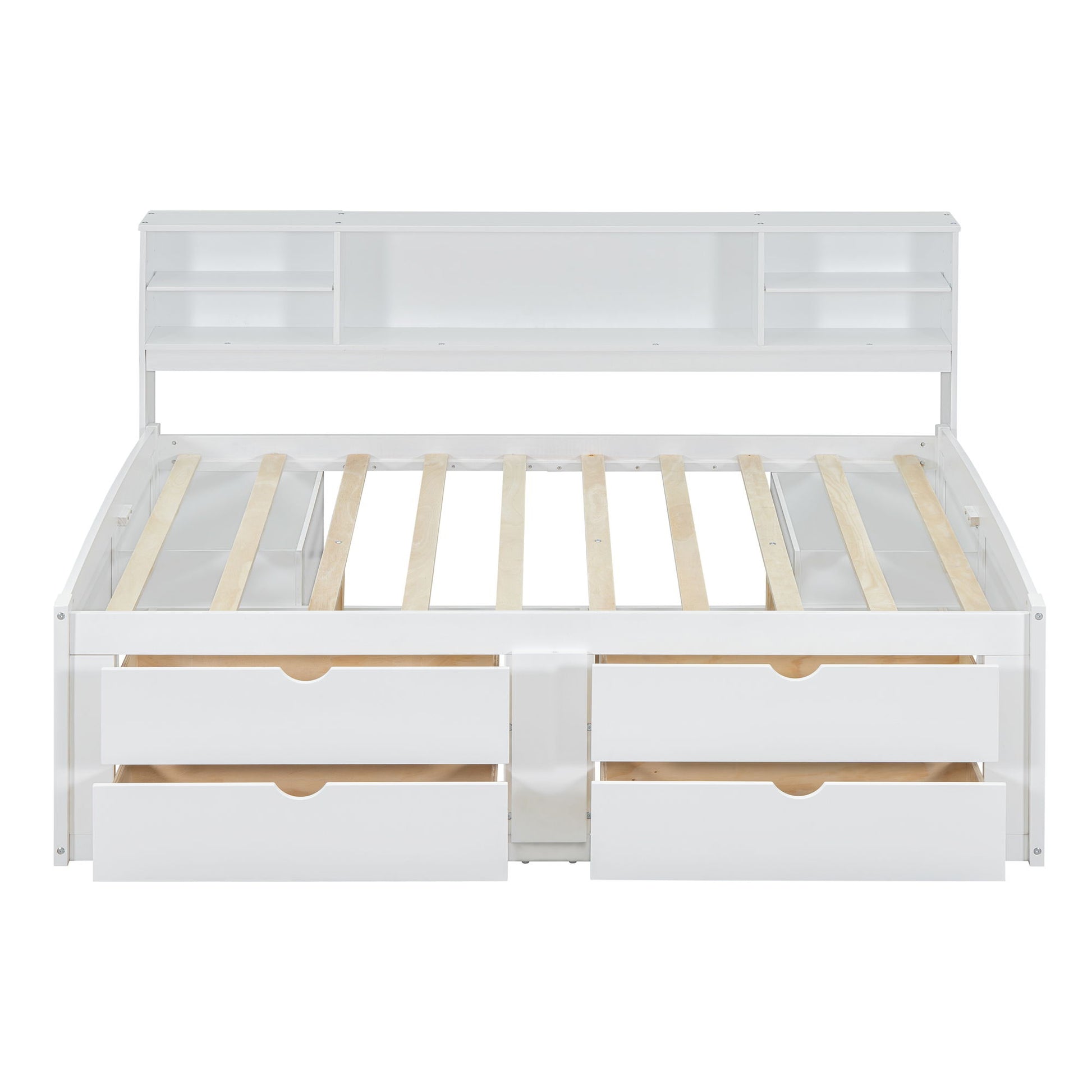 Daybed With 2 Bedside Cabinets, Upper Shelves And 4 Drawers