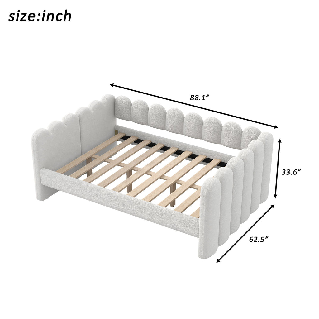 Upholstered Daybed With Curved Ribbed Panel Design