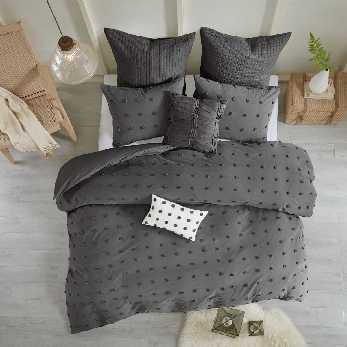 Brooklyn - King Comforter Set - Charcoal