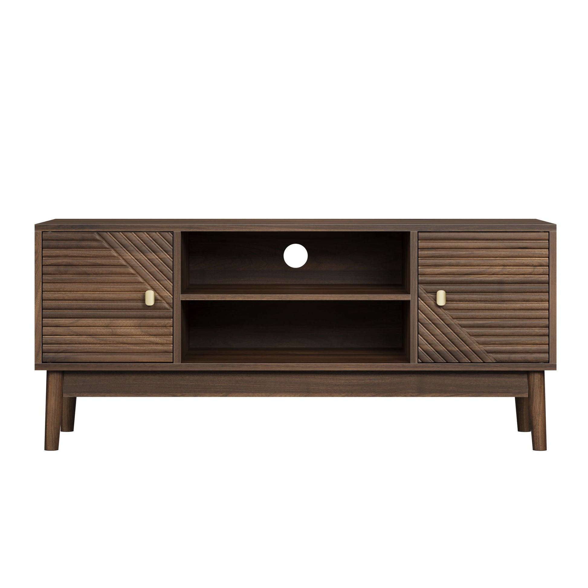 TV Stand, Entertainment Center With Storage, Media Console Table For Living Room - Walnut