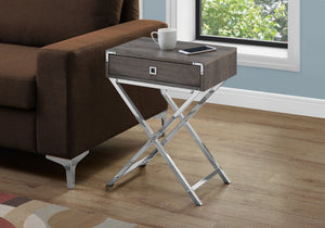 Accent Side Table, Storage Drawer - Taupe