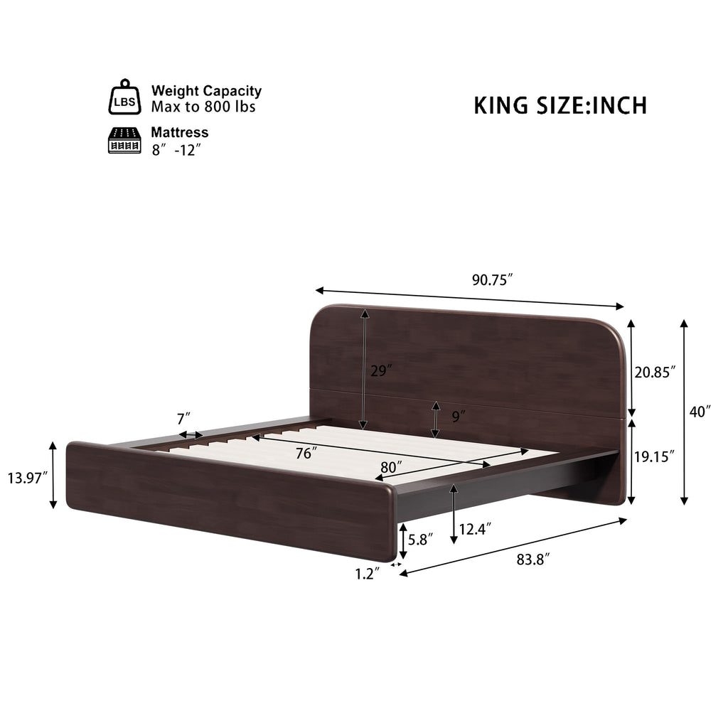 Platform Bed Frame With Rounded Headboard