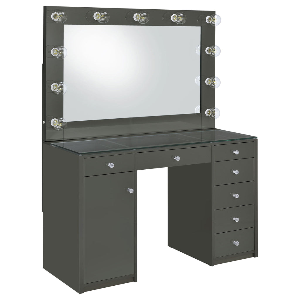 Fern - 7 Drawer Vanity Set With Mirror And Globe Lights