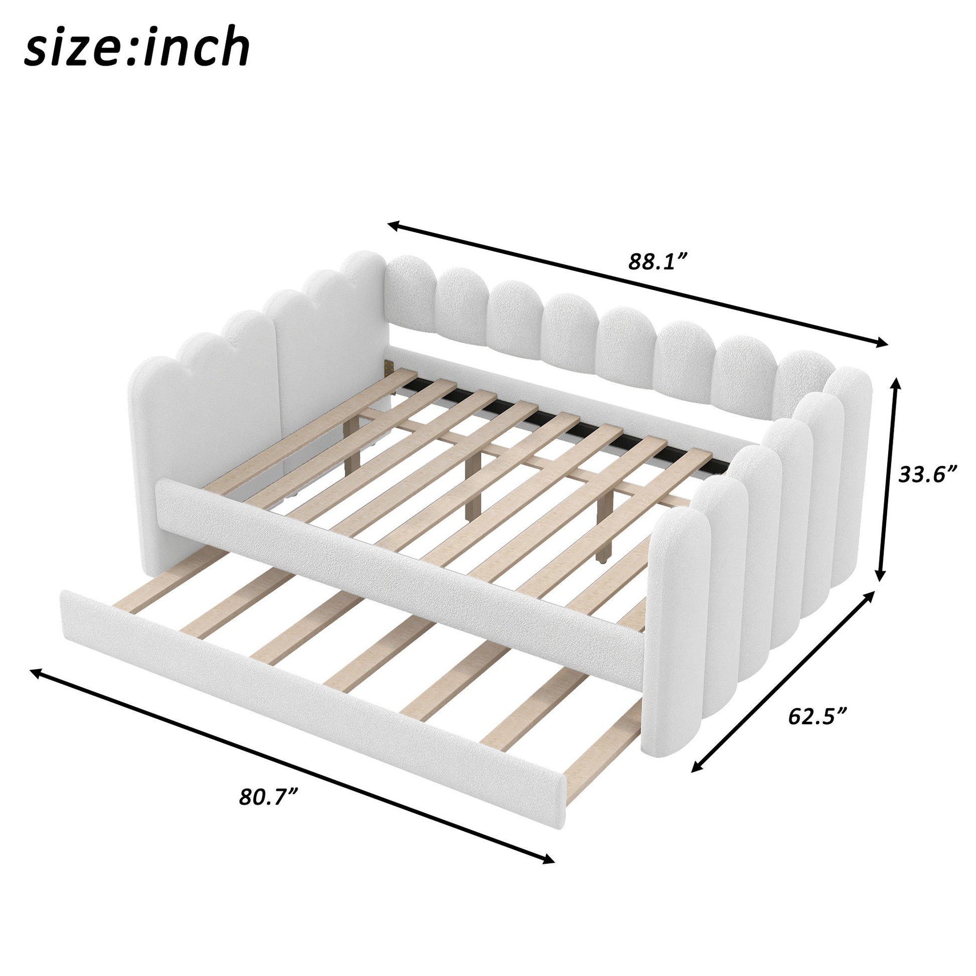 Upholstered Daybed & Curved Ribbed Panel Design