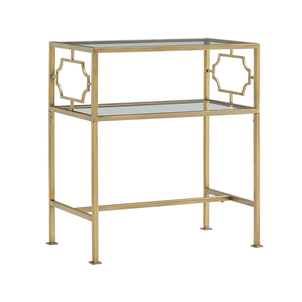 Grifton - Rectangular Glass Accent Table - Antique Gold