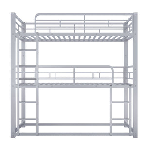 Triple Bunk Bed With Sturdy Construction And Space Saving Design