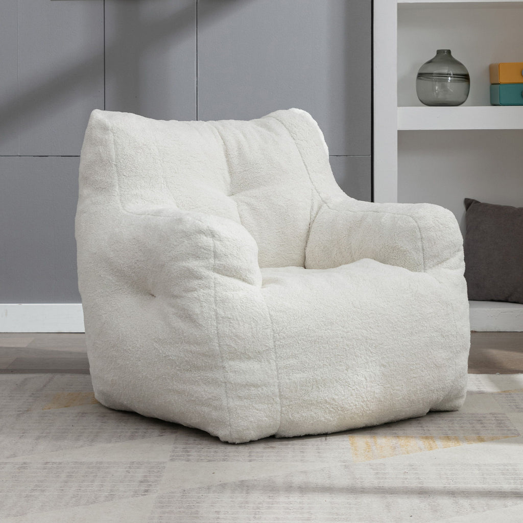 Soft Teddy Fabric Tufted Foam Bean Bag Chair With Teddy Fabric