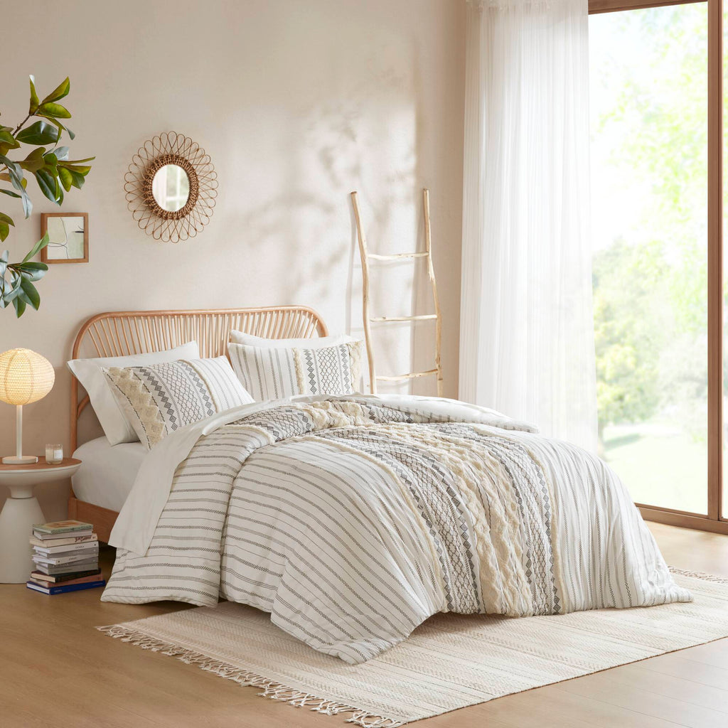 Imani - King Printed Comforter Set With - Ivory