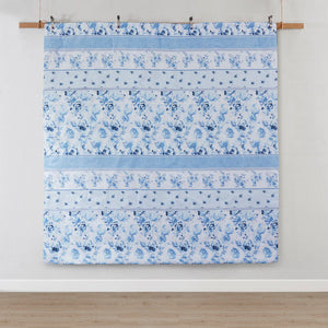 Christa - Floral Striped Comforter Set - Light Blue