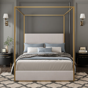 Luxury Canopy Bed With Upholstered Headboard
