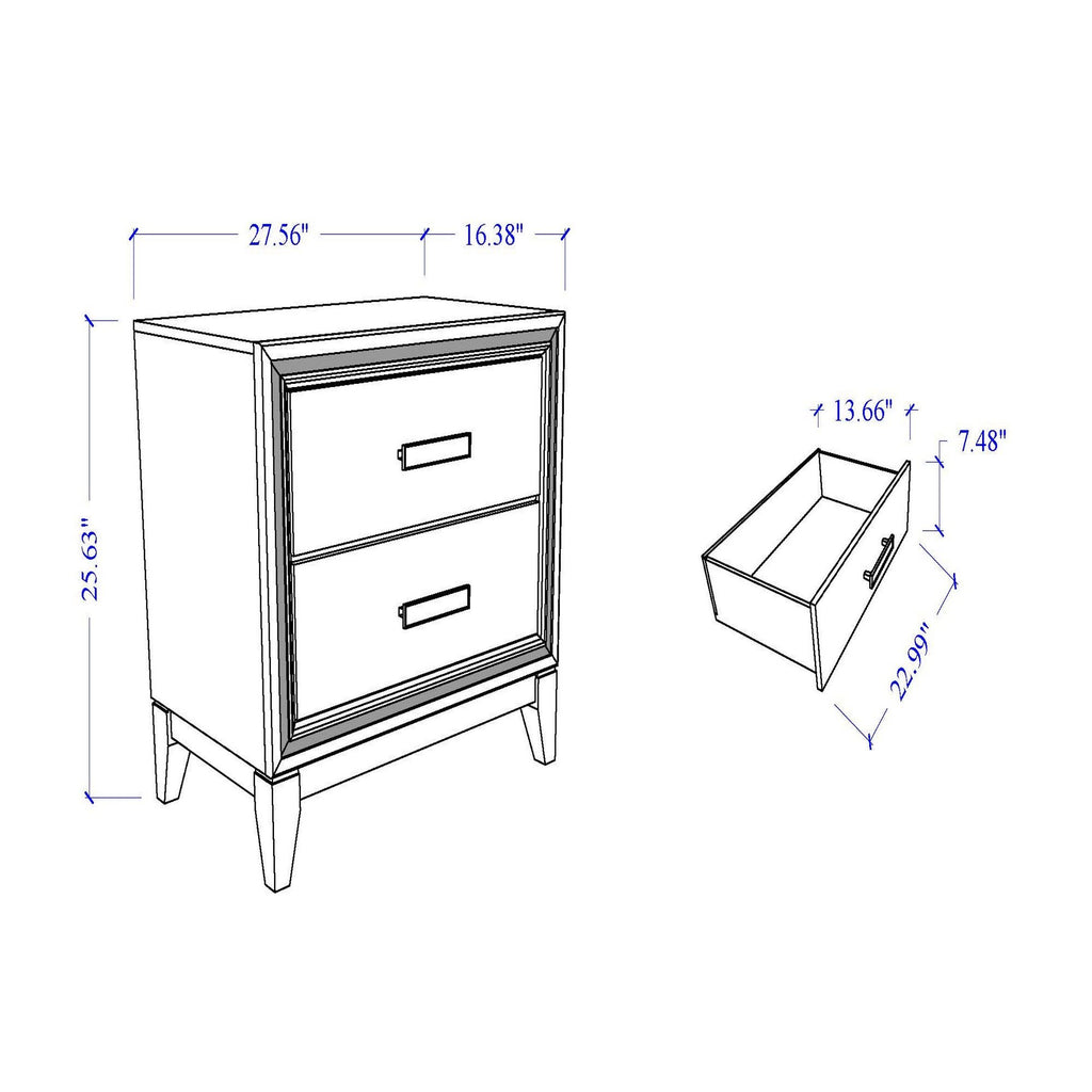Almera - Glitter Nightstand - White